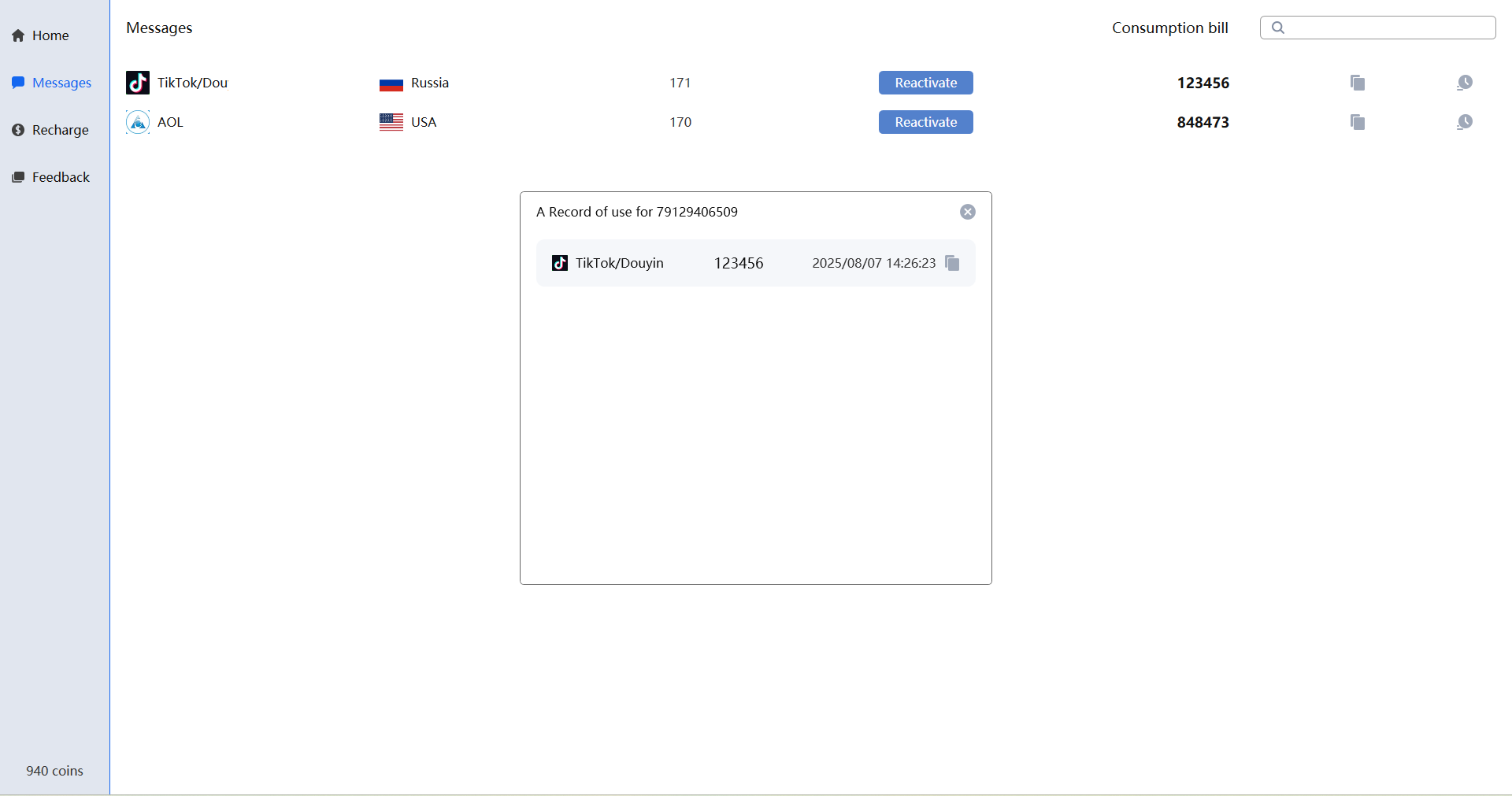 Temporary Phone Numbers - Receive SMS online screenshot