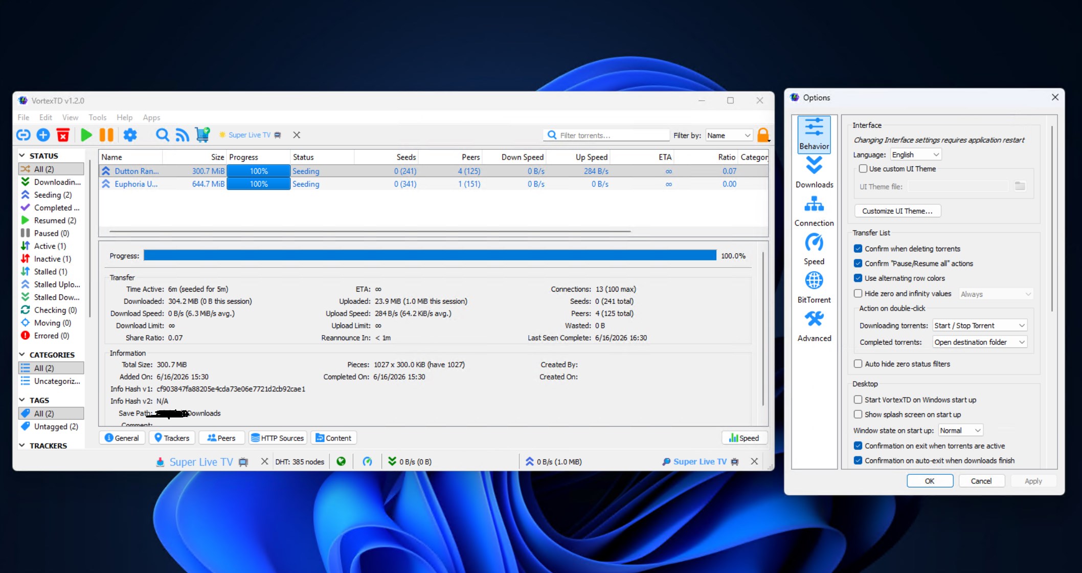 Vortex Torrent Downloader screenshot