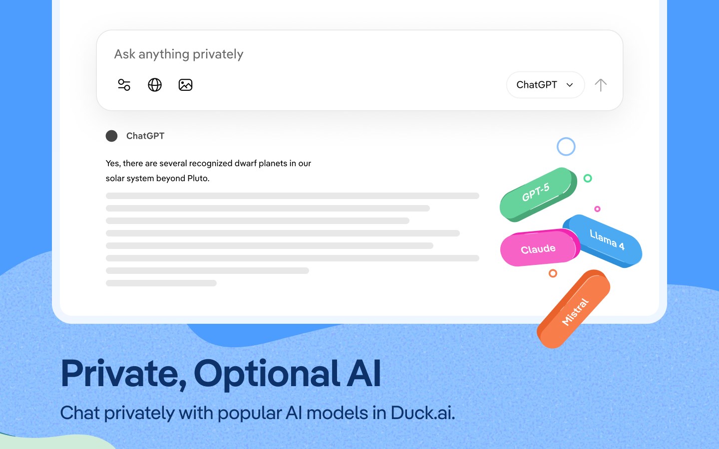 DuckDuckGo, optional Duck.ai screenshot