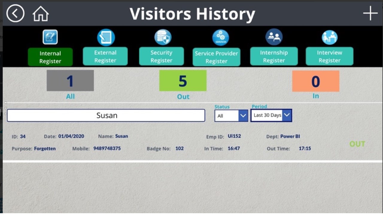 Snapshot 3 of Visitor Registration Management