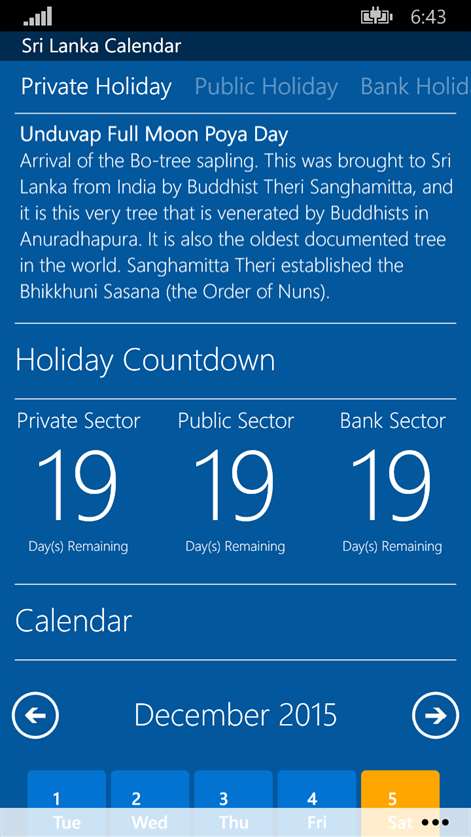 Sri Lanka Calendar Screenshots 2