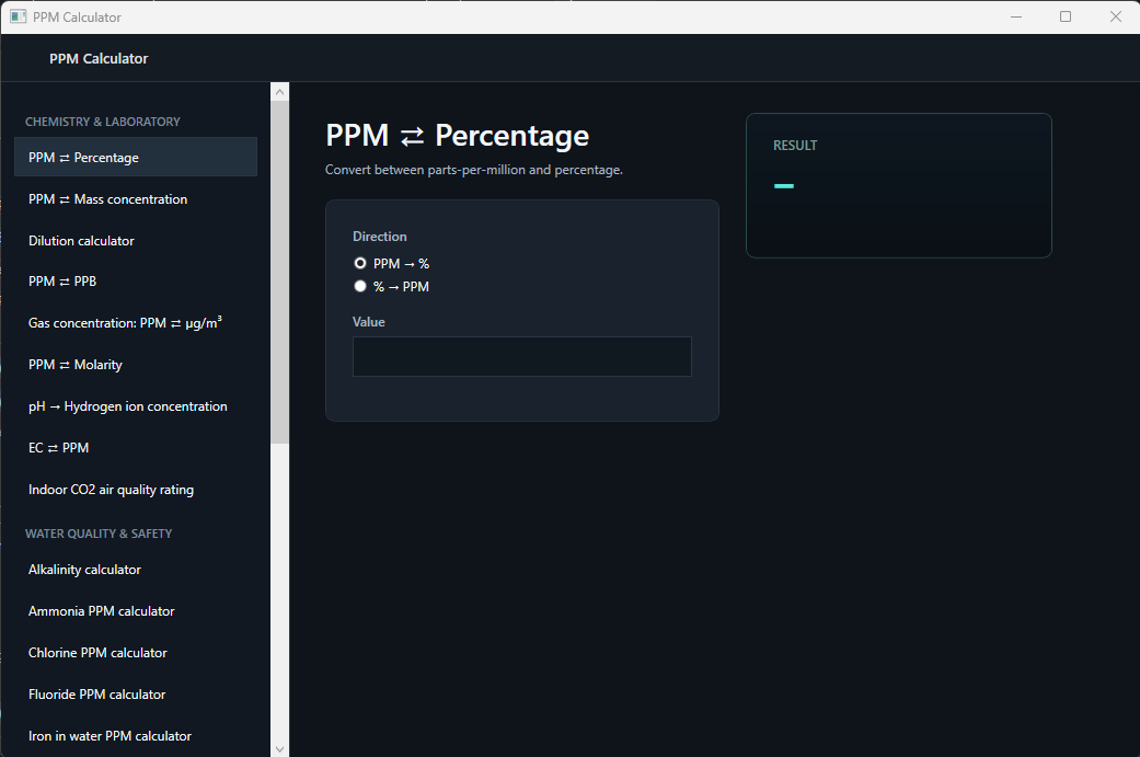 PPM Calculator screenshot