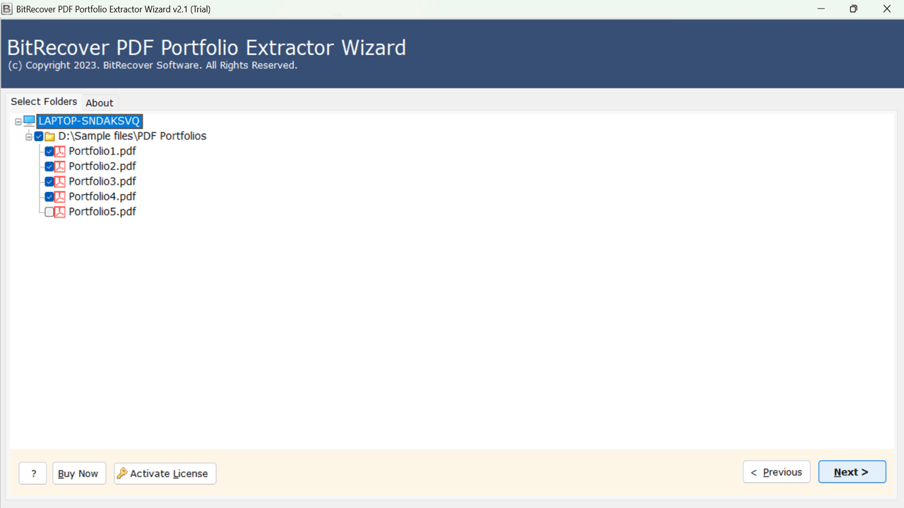 Snapshot 4 of BitRecover PDF Portfolio Extractor