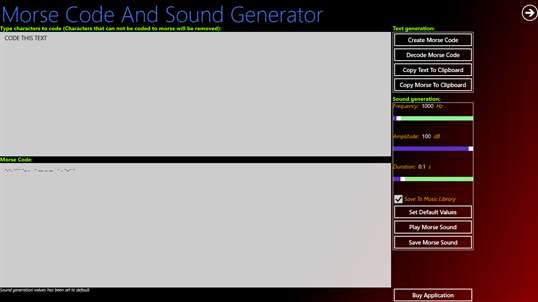 Morse Code And Sound Generator screenshot 1