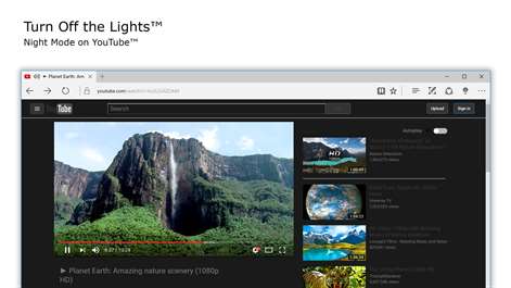 Capture d’écran : Turn Off the Lights - The Night Mode feature on the YouTube website.