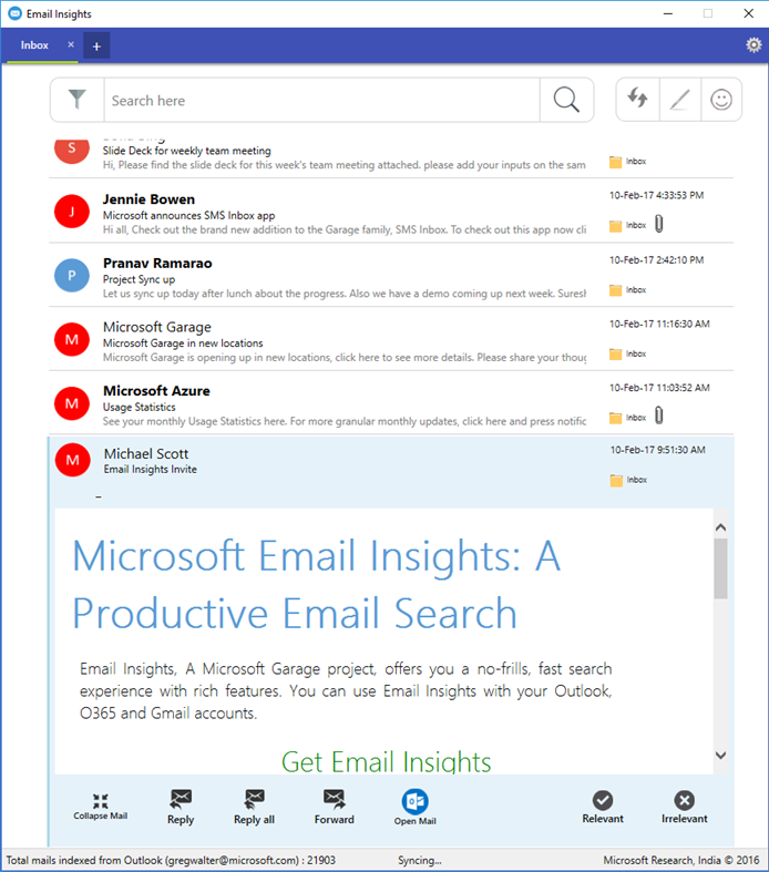 #4. Email Insights, a Microsoft Garage Project (Windows) 由: Microsoft Corporation