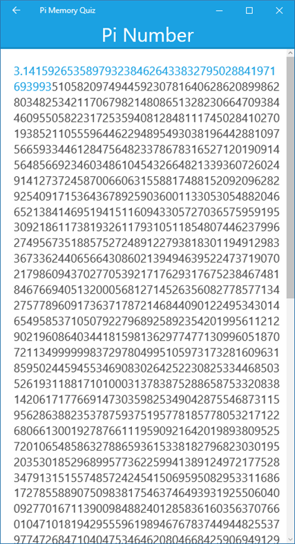 #3. Pi Memory Quiz (Windows) 由: Vivid Abstractions