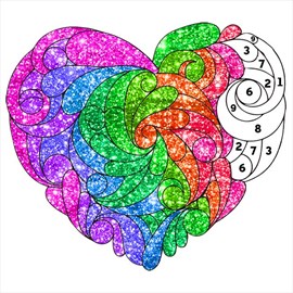 Valentine Glitter Color By Number - Adult Coloring Book