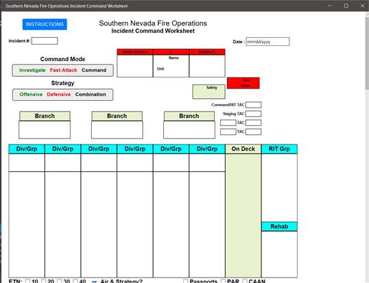 Southern Nevada Fire Operations Incident Command Worksheet screenshot 2