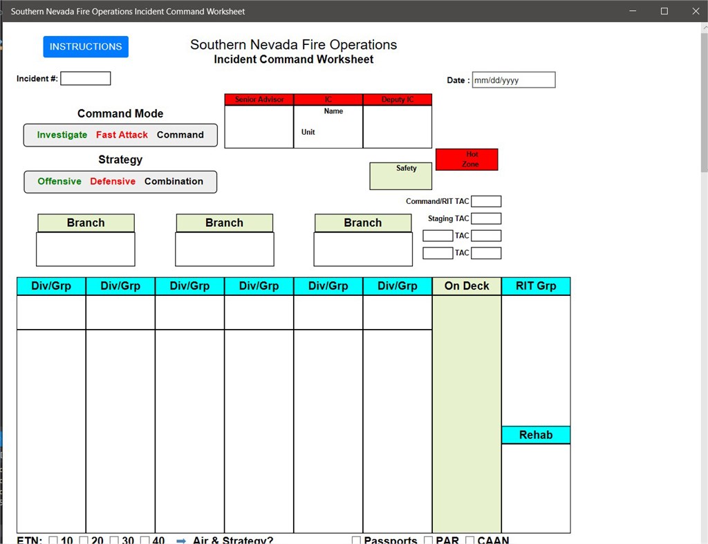 #2. Southern Nevada Fire Operations Incident Command Worksheet (Windows) By: Ancorale Digital Design