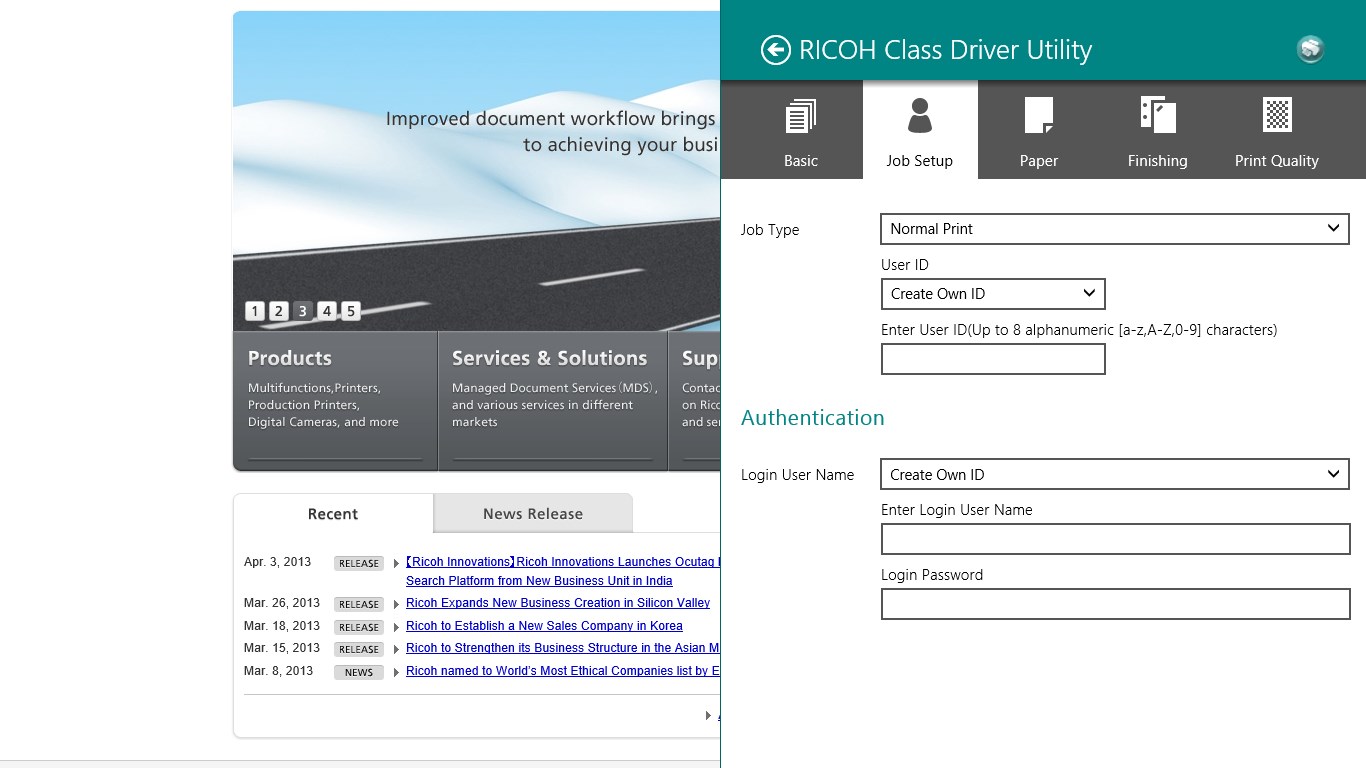 RICOH Class Driver Utility for Windows 10