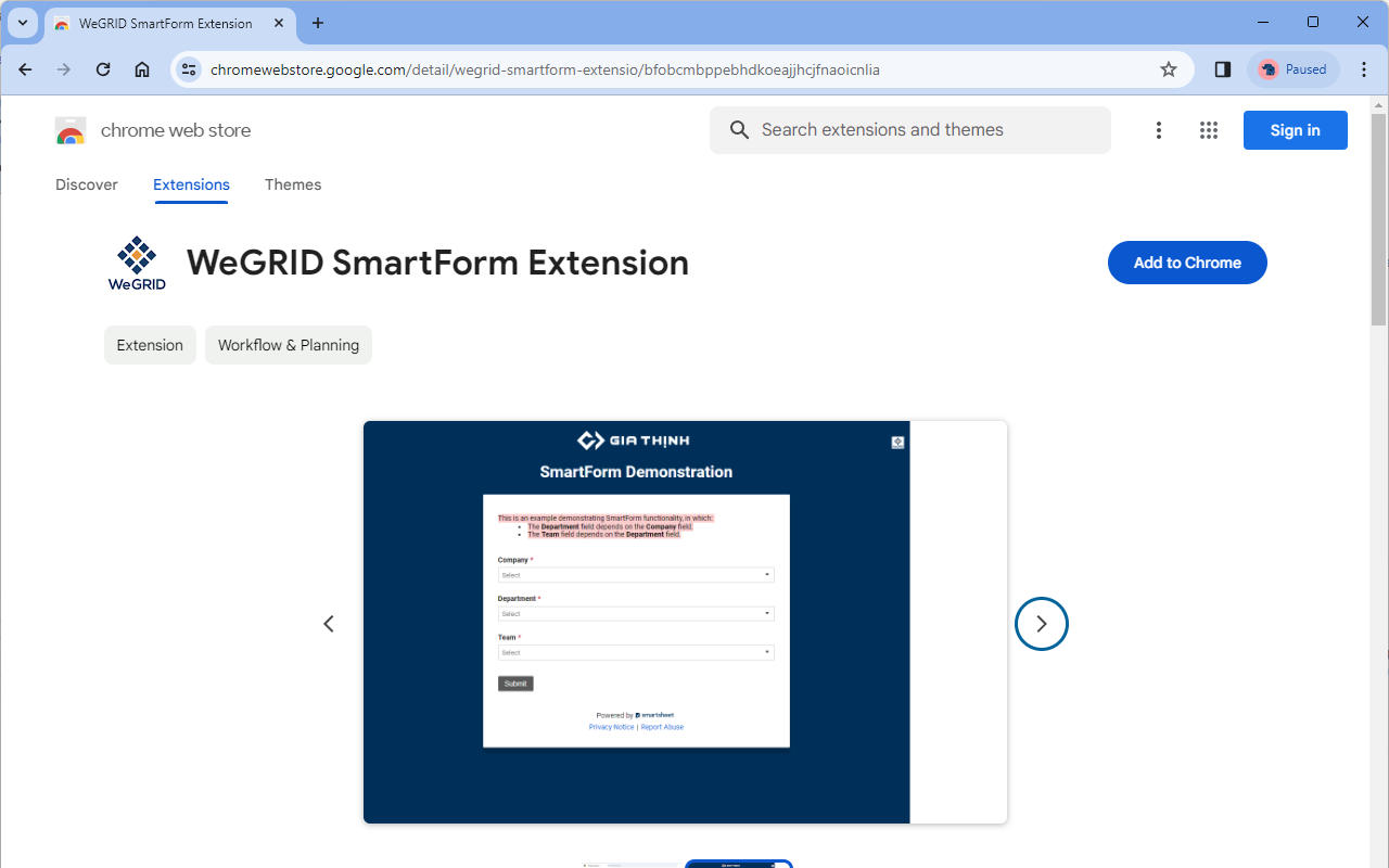 WeGRID SmartForm Extension