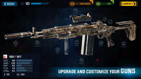 Screenshot: UPGRADE AND CUSTOMIZE YOUR GUNS
