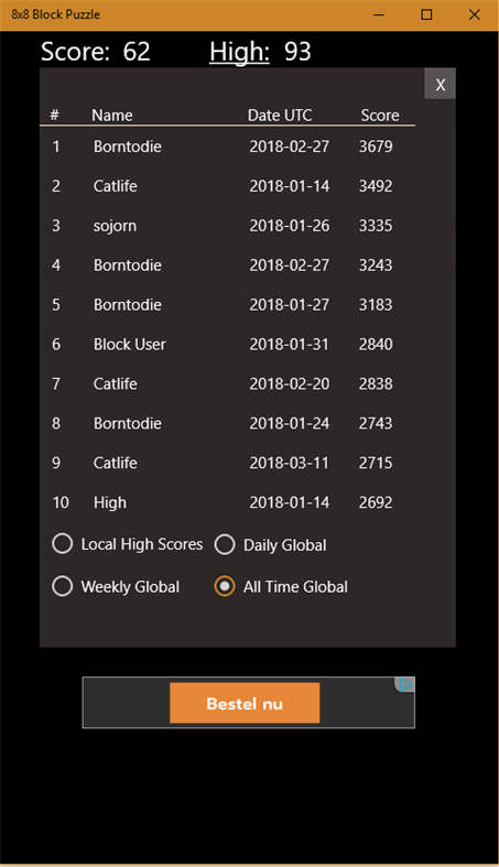 #4. 8x8 Block Puzzle (Windows) Av: pouncing rabbit