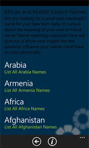African and Middle Eastern Names screenshot 1
