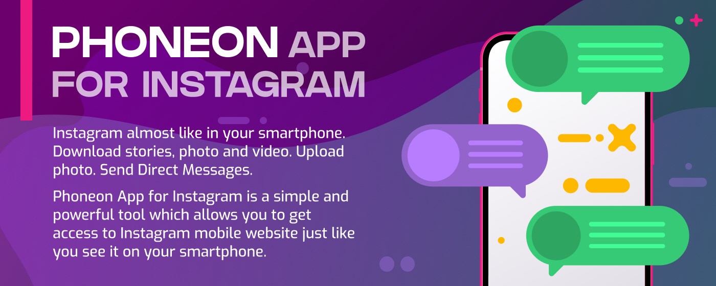 Phoneon. App for Instagram marquee promo image
