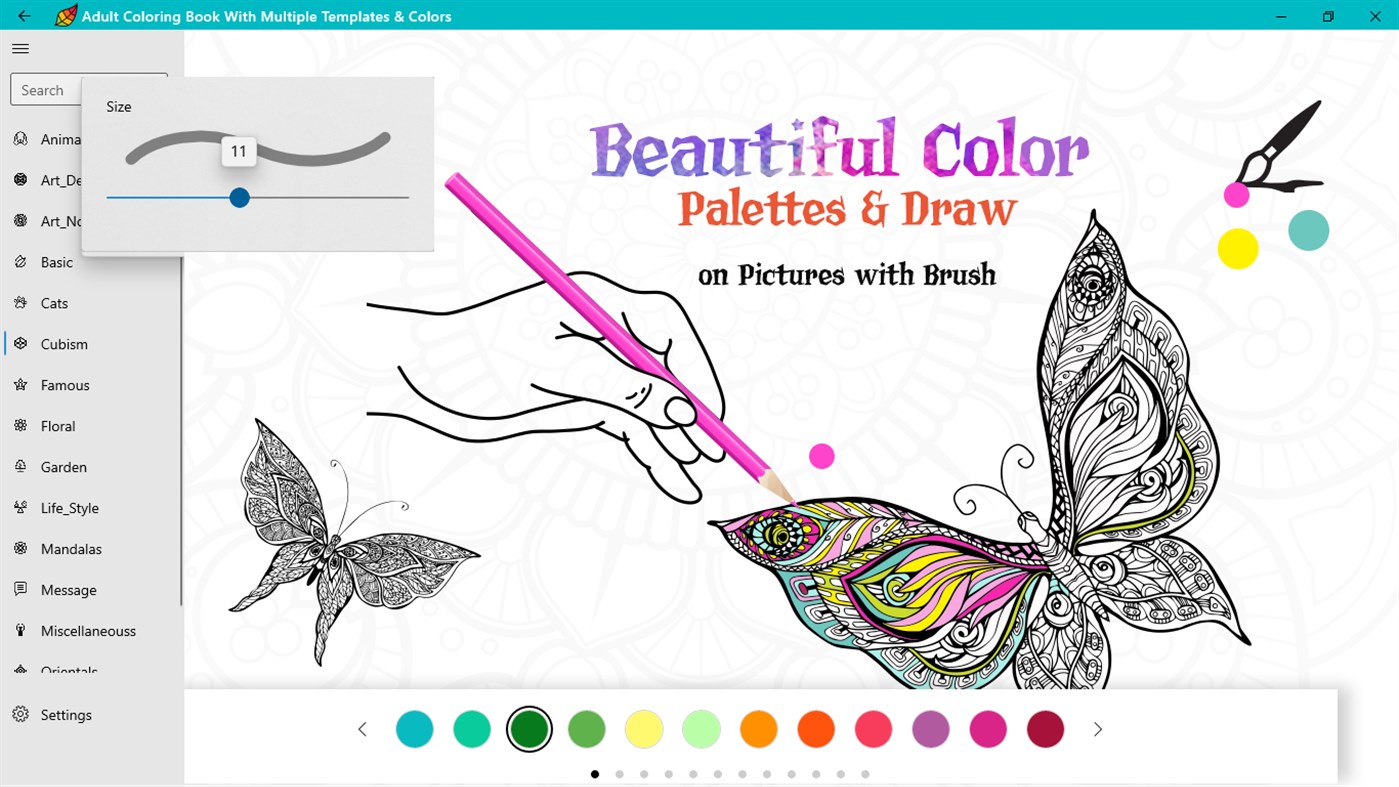#5. Adult Coloring Book With Multiple Templates & Colors (Windows) By: Videopix