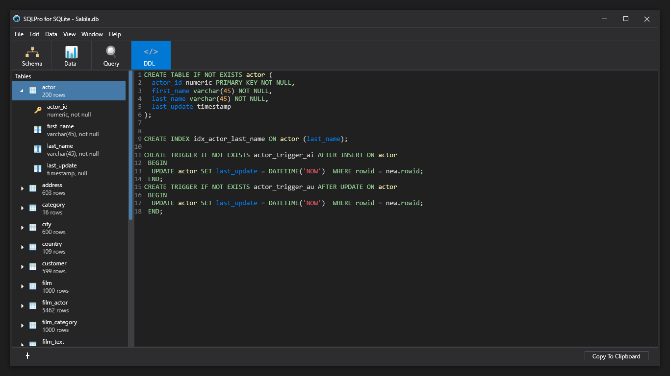 SQLite Client screenshot