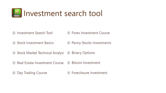Investment search tool screenshot 2