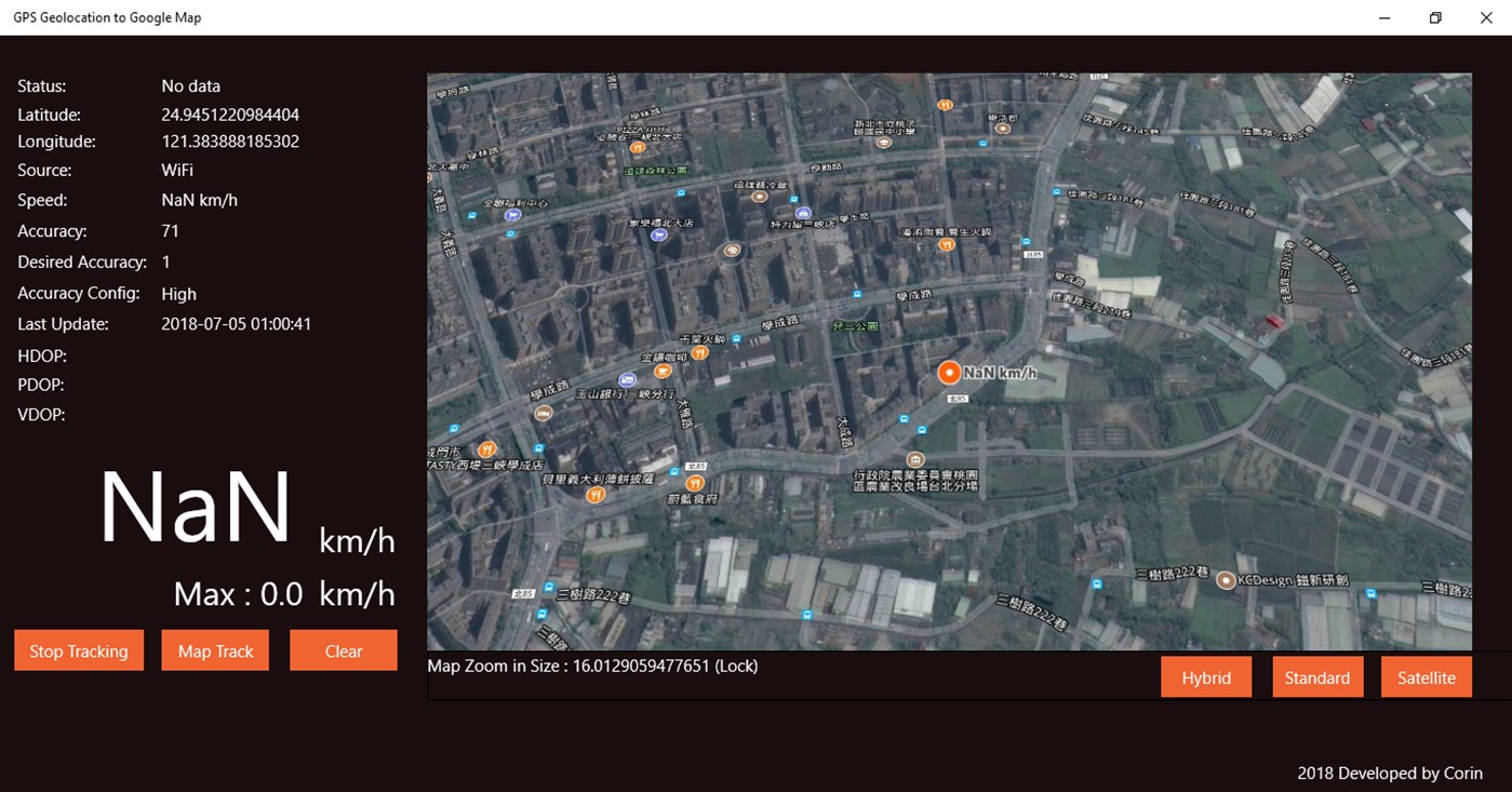 #1. GPS Geolocation for GMap (Windows) Podle: Chiu Chia Chang