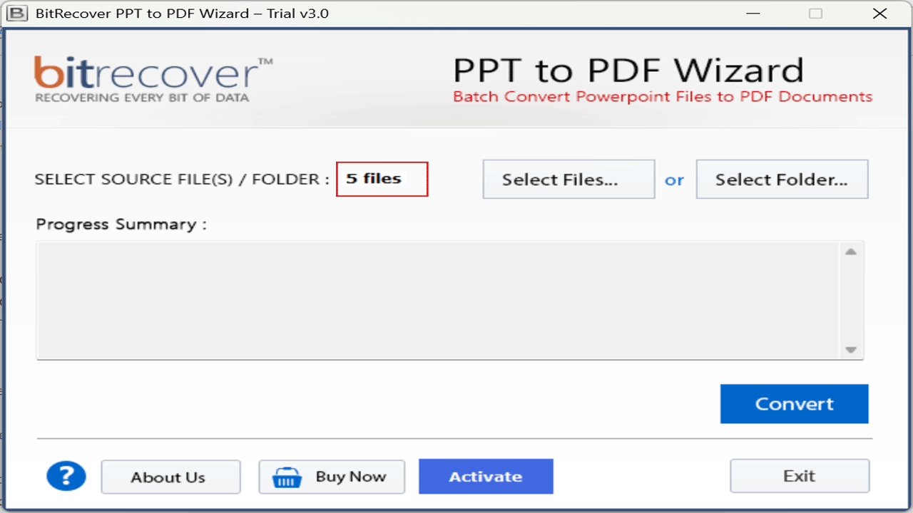 Snapshot 3 of BitRecover for PPT to PDF Converter