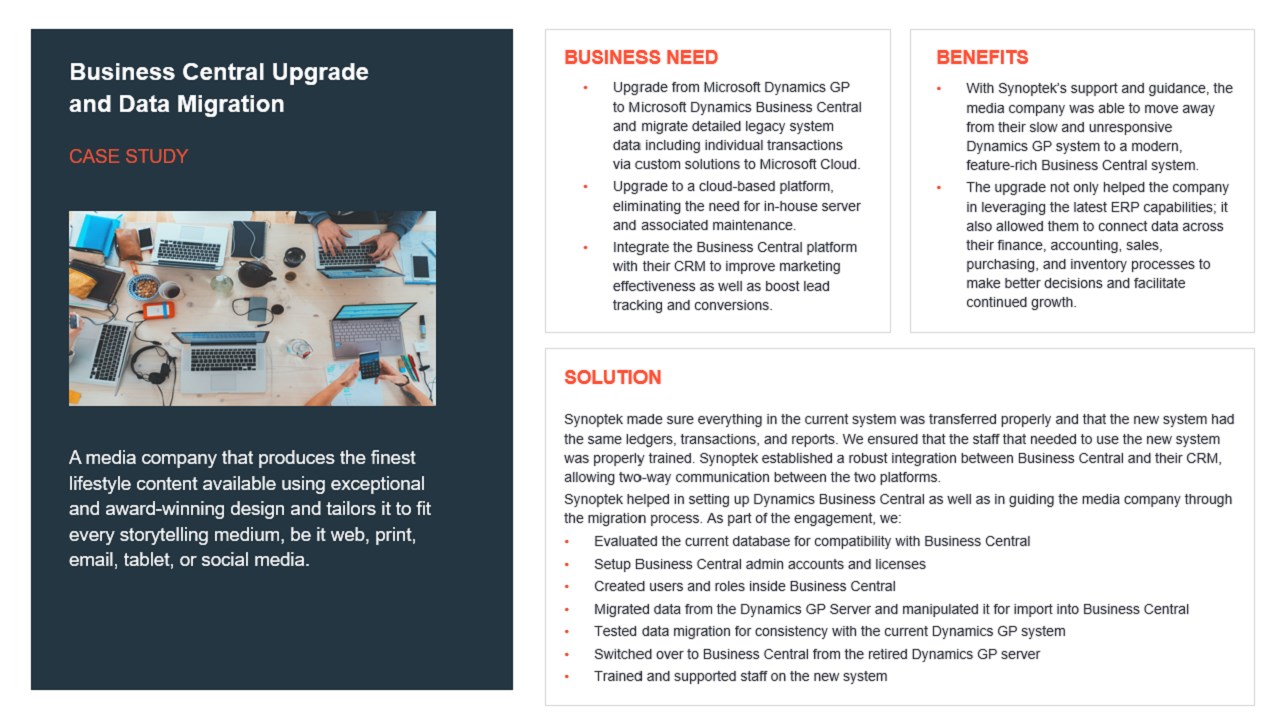 Snapshot 1 of Dynamics 365 Business Central Upgrade from GP/NAV: 2 Day Assessment