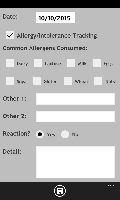 Diary Detail - Allergy Info