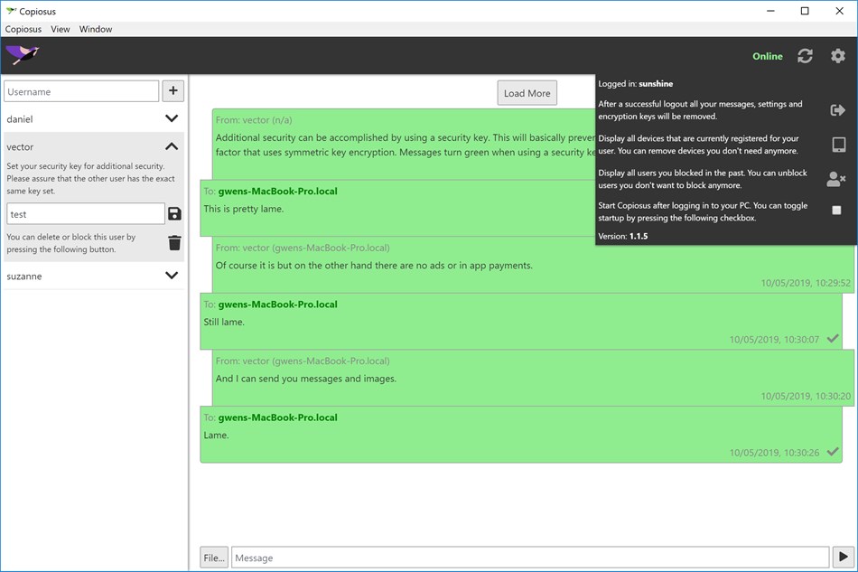 Copiosus P2P Chat (Windows) By: verbosus.com