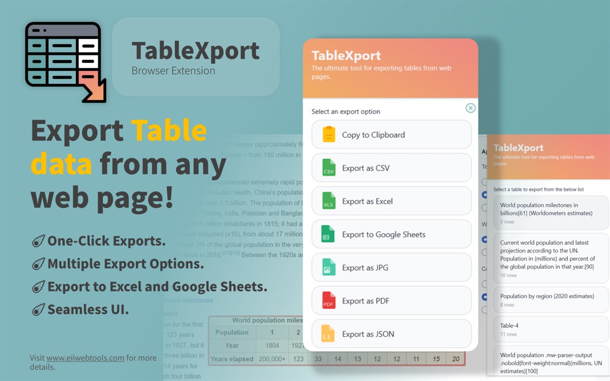 TableXport Stats, Downloads & Safety Check | Chrome-Stats