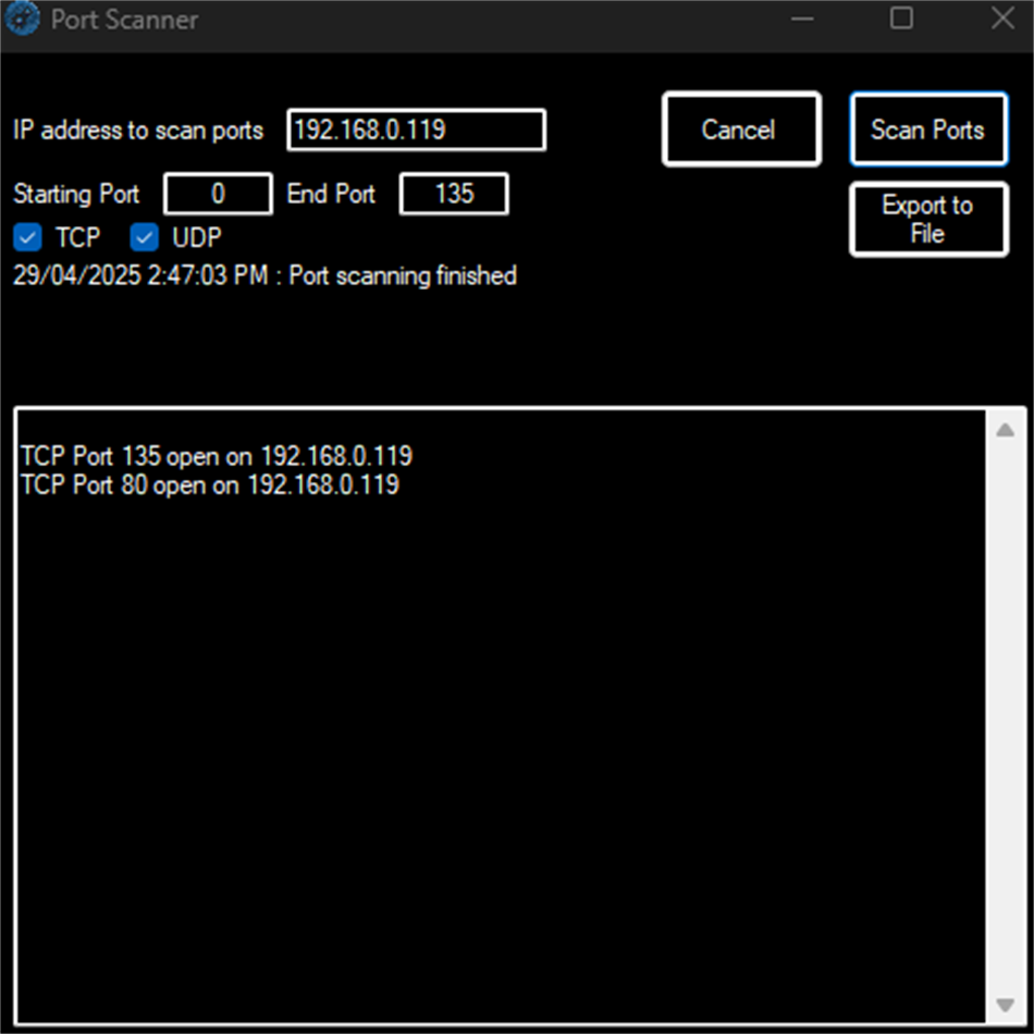 FW Port Scanner (Windows) 由: Fullyworked