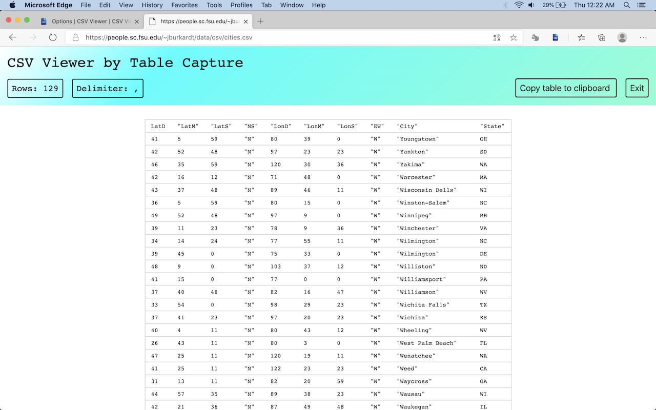 CSV Viewer by Table Capture