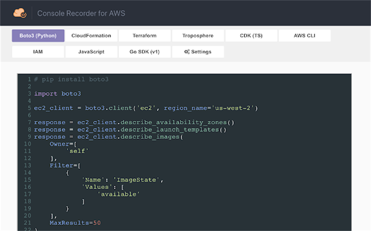 Console Recorder for AWS