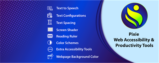 Pixie: TTS/OpenDyslexic/Reading Ruler/ePub/Reader Mode marquee promo image