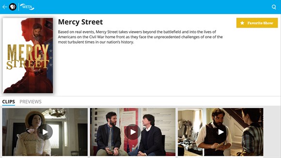 Screenshot: Video Details View: Mercy Street