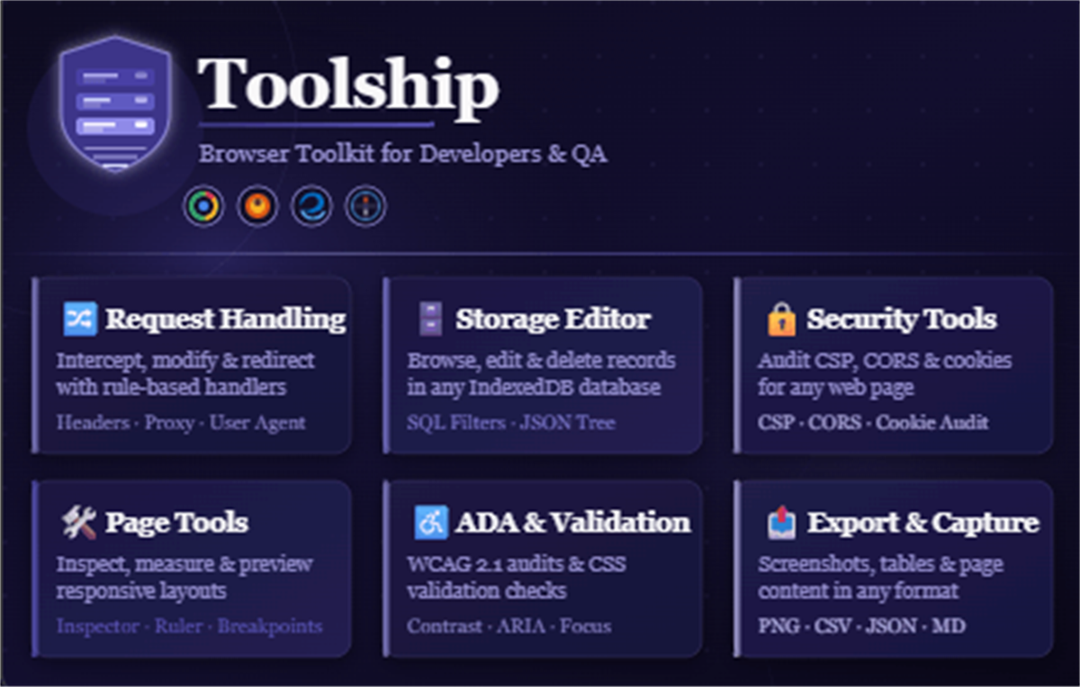 Toolship: Browser Toolkit for DEV & QA