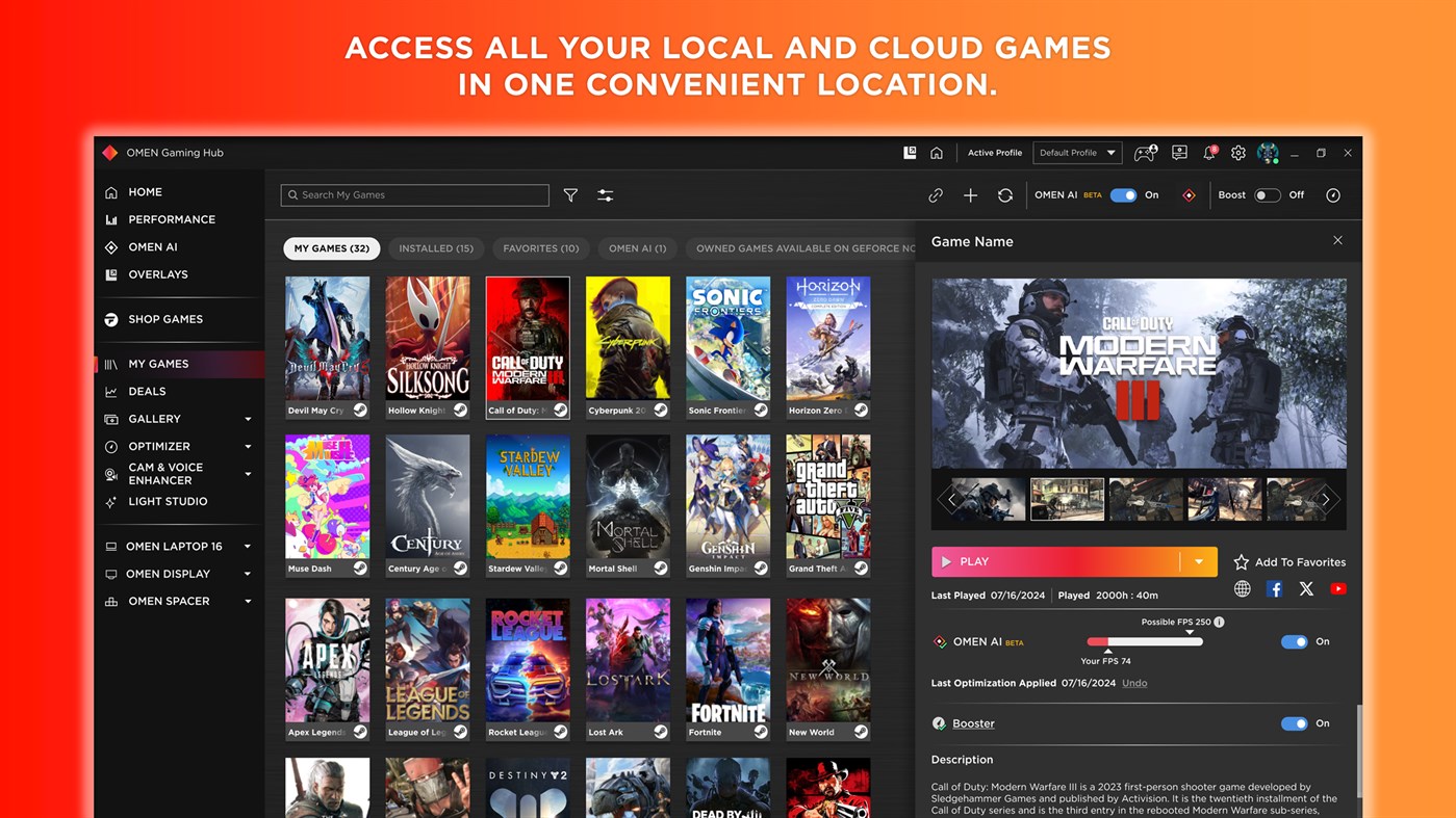 #4. OMEN Gaming Hub (Windows) 게시자: HP Inc.