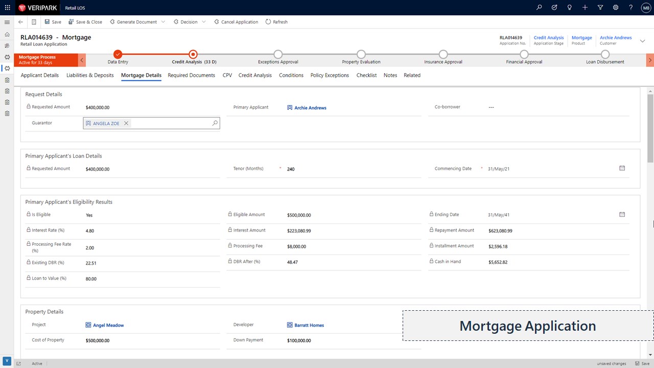 Snapshot 5 of VeriLoan Loan Origination Solution for Banking