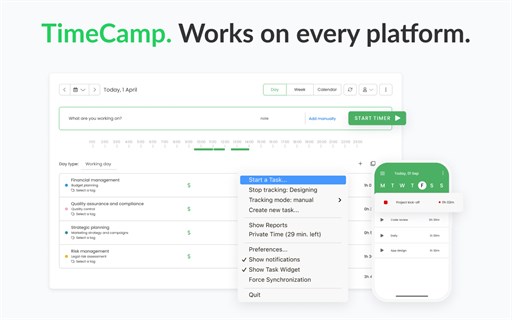 Time Tracker by TimeCamp - Free Timer Extension