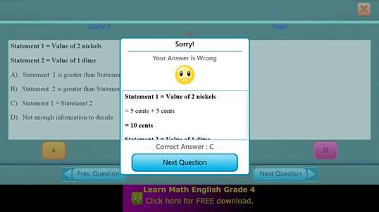 QVprep Lite Math English Grade 3 screenshot 4