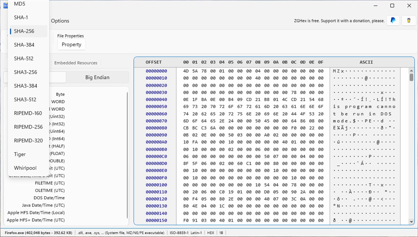 #2. ZGHex (Windows) بواسطة: The ZipGenius Team