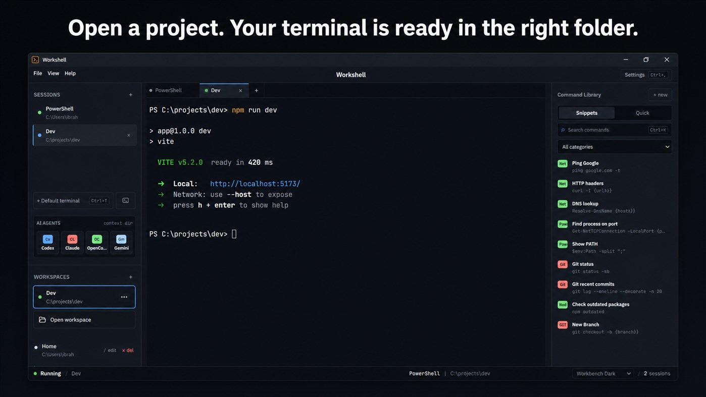 #3. Workshell — PowerShell Workspace & Snippet Manager (Windows) By: stargazer07
