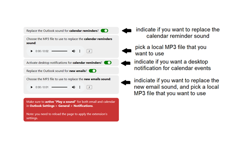Web Outlook Custom Notifications - Personalize Sounds