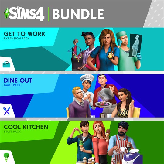 The Sims™ 4 Bundle - Get to Work, Dine Out, Cool Kitchen Stuff for xbox