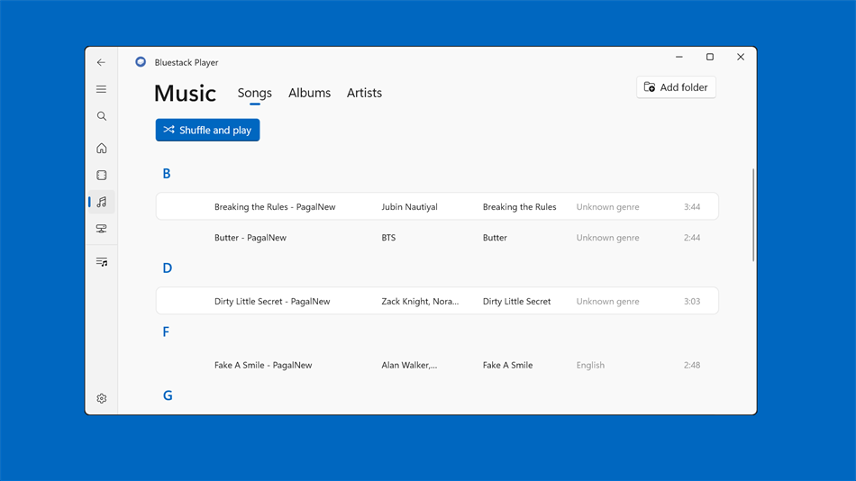 Bluestack Player : Plays all Video, Audio (Windows) De: DADEM