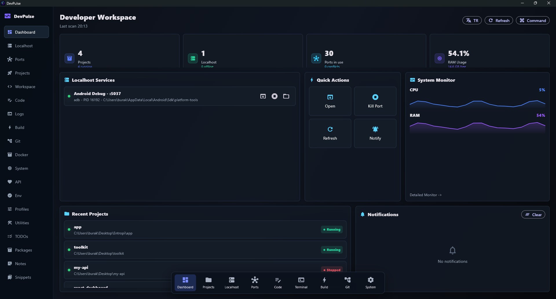 DevPulse screenshot