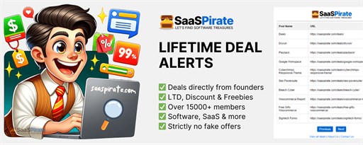 Lifetime Deals Alerts by SaaSPirate marquee promo image