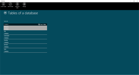Screenshot: Tables management