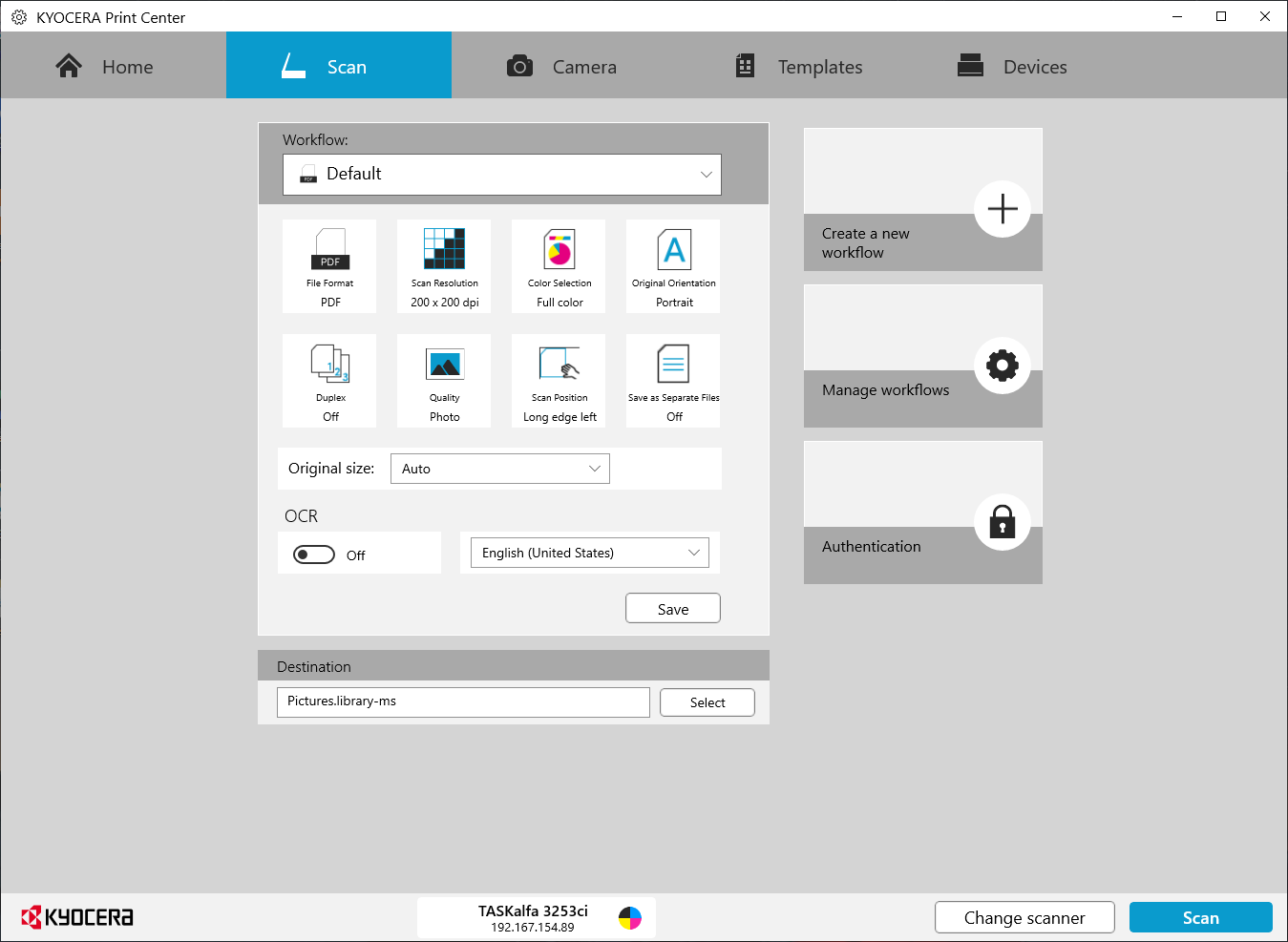 KYOCERA Print Center Screen Records 2