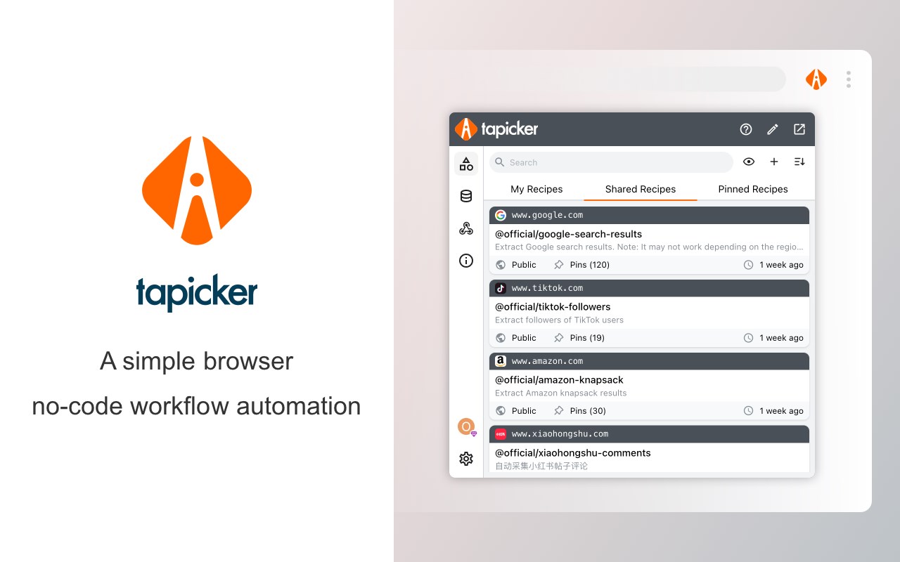 Tapicker - Web Automation for Data Scraper