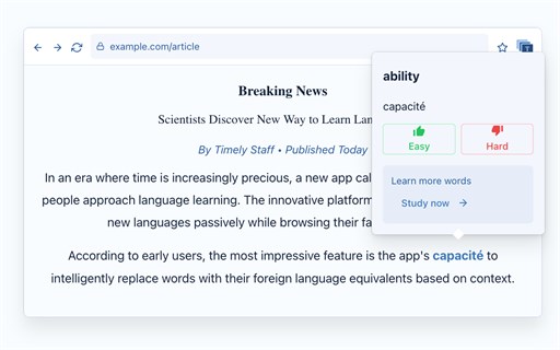 Timely Learning: Learn Languages While Browsing